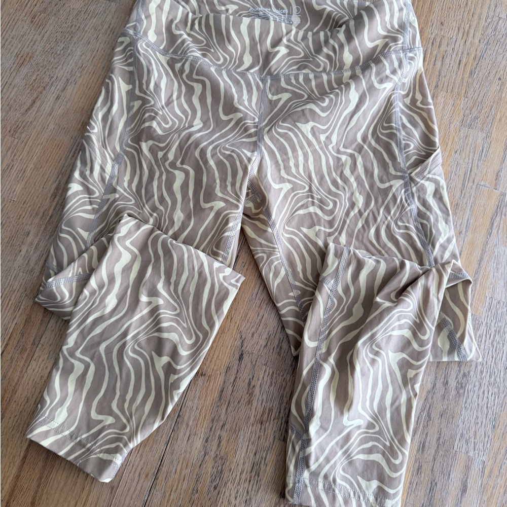 SOLD Outdoor Voices Beige and Cream Zebra Patterned Leggings